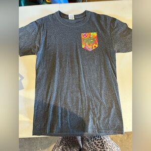 Christian Gray Women’s T-Shirt with Colorful fake Pocket